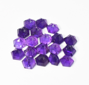 Natural Amethyst Hexagon Cut Rose Cut Faceted Gemstone 83.55 cts 19 Pieces Lot 10 mm - Product Image 1