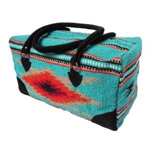 Bolsa de fin de semana plegable azteca occidental de calidad superior con patrón de puntos Material de lona y cuero genuino al mejor precio - Product Image 1