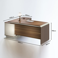 Mobilier de Bureau Moderne - Bureau de Direction de Luxe en L, Meuble d'Affaires en Bois avec Tiroirs et Étagères