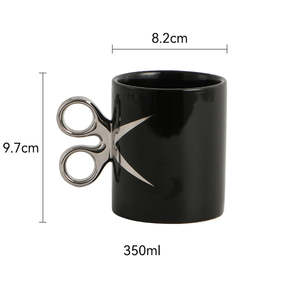 Taza de cerámica con mango en forma de tijera Capacidad de 350ml para recuerdos y regalos - Product Image 4
