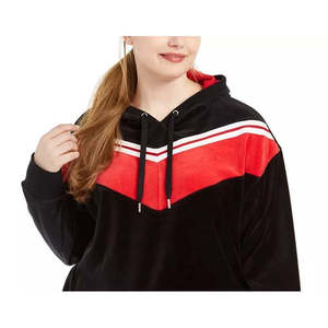 Felpa con Cappuccio in Velluto Chevron Sport Plus Size da Donna Tommy Hilfiger Nera Taglia 2X - Product Image 2