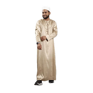 Radiant Gold Emirati Thobe Poliéster transpirable Esplendor tradicional tejido en puestas de sol Comprar accesorio de ropa musulmana - Product Image 1