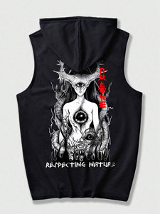 High Quality Custom Breathable <b>Sleeveless</b> <b>Hoodie</b> for <b>Men</b> <b>Men's</b> Customized Print Pattern Wholesale Supply - Product Image 4