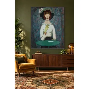 Fida Pelle berg Femme avec chapeau, impression sur toile - Product Image 5