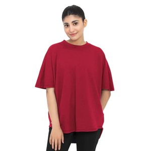 Camiseta informal de algodón y poliéster para mujer, Camiseta lisa de manga corta con logotipo personalizado, holgada, para entrenamiento al aire libre, de Color sólido - Product Image 1