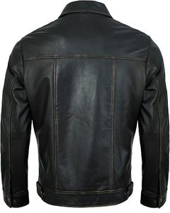 Vintage <b>Leather</b> <b>Jacket</b> <b>Men</b> Real Lambskin Classic Turn Down Collar <b>Leather</b> <b>Jackets</b> For <b>Men</b> - Product Image 2