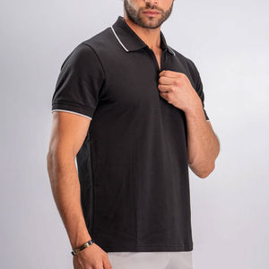 Verano nuevo diseño hombres para Polo Color personalizado con patrón sólido cierre de cremallera tejido de punto impreso liso manga corta - Product Image 4