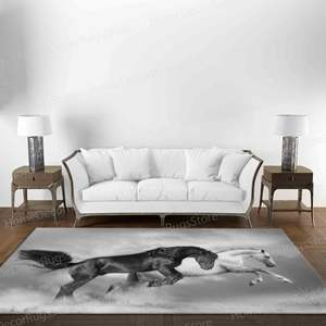 Alfombra con Estampado de Caballos Corriendo: Alfombra Moderna con Diseño de Animales para el Hogar, Alfombra para Coche, Alfombra Suave con Pelo - Product Image 4