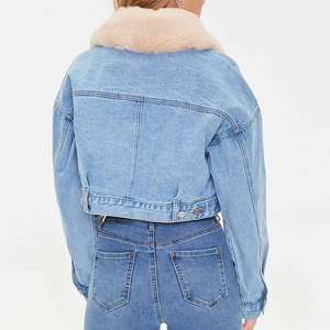 Chaqueta de mezclilla informal rasgada desgastada para mujer 2025 Chaquetas de piel de precio al por mayor sostenibles de mezclilla ajustada de alta calidad - Product Image 4