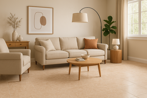 600x600mm kem màu be đánh bóng gạch sứ thiết kế đá cẩm thạch tinh tế cho nội thất hiện đại và tối giản - Product Image 2