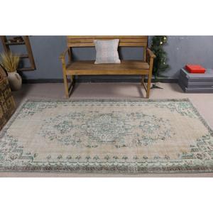 Alfombra Turca Vintage, Alfombra de Lana Marroquí Verde de 4.3x8.1 pies - Product Image 3