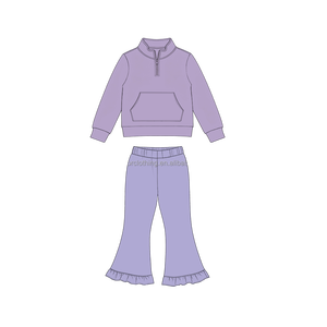 Ensemble deux pièces pour filles : sweat-shirt à col zippé et pantalon évasé en tissu de yoga, tenue décontractée pour l'école - Product Image 4