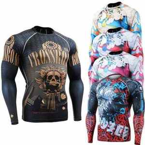 Camisa de compresión para hombre, ajuste Atlético ajustado, secado rápido, manga larga, protección UV, correr, Surf, entrenamiento de natación, ropa para correr, ropa para correr - Product Image 1