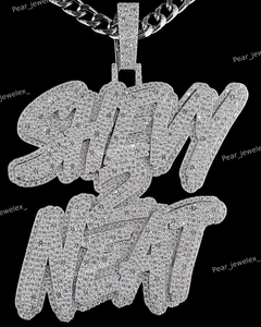 จี้ห้อยคอแบบ Unisex ประดับเพชรโมอิสซาไนต์ทรงกลมเจียระไนแบบ Sparkling VVs เงินแท้ 925  พร้อมตัวอักษรแบบกำหนดเอง - Product Image 6