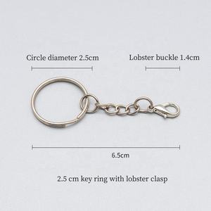 Porte-clés tendance argenté 25mm 30mm avec mousqueton, anneau en métal nickelé pour pendentif jouet ou breloque - Product Image 4