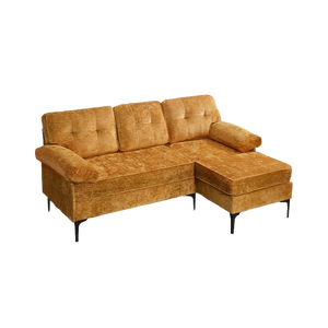 Moderna ciniglia a forma di L divano sezionale convertibile reversibile Chaise longue allungabile a 3 posti per piccoli appartamenti e soggiorno - Product Image 5