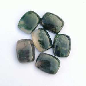 Agate mousse octogone calibré taille 4x6mm à 20x30mm dos plat pierre précieuse en vrac pour la fabrication de bijoux de boucles d'oreilles en argent - Product Image 2