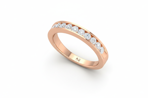 Bague pour femme en or 14 carats et diamants ronds taille brillant sertis en canal, dix pierres, éternité - Product Image 4