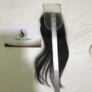 Extension de cheveux humains vierges à Double dessin, cuticules alignées, noir, naturel, lisse, taille 4x4, Swiss HD, fermeture en dentelle, cheveux indiens crus - Product Image 4