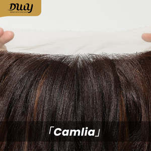 DWY High Quality T-Part <b>Lace</b> <b>Wig</b> Brown Mixed Synthetic Hair with Light Brown <b>Lace</b> Long Curly Style" - Product Image 6