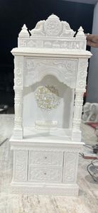 Estatua de templo hindú de mármol de Vietnam elegante hogar Mandir con intrincadas tallas de piedra tamaño personalizado estilo de diseño moderno tradicional - Product Image 2