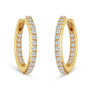 Pendientes de Aro de Plata de Ley 925 con Baño de Rodio y Moissanita VVS de Corte Redondo, Certificados por Terceros, Estilo Hip Hop para Mujer - Product Image 2