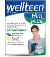 Wellteen Him Her Multivitamínico para Adolescentes, Niños y Niñas, Tabletas de Bienestar Diario, Certificado CE, Sabor Neutro, Hecho en el Reino Unido, Precio Reducido