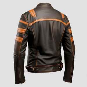 Veste en cuir robuste pour homme, fabriquée en cuir de vache, imperméable, respirante, écologique, avec logo frontal, durable, style motard, vente en gros - Product Image 6