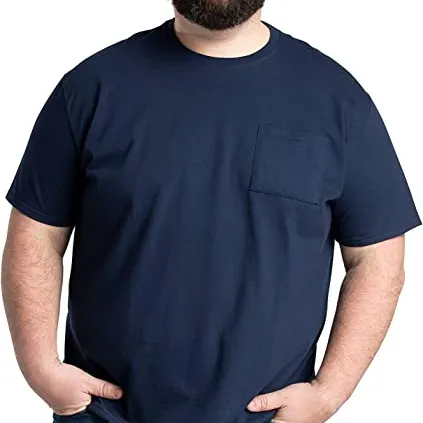 पुरुषों की बिग और लंबा कपास टी शर्ट के साथ जेब