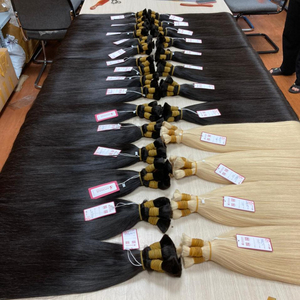 Couleur naturelle 100% cheveux humains, Extension de cheveux brésiliens vierges à bout serré, queue de cheval en vrac - Product Image 2