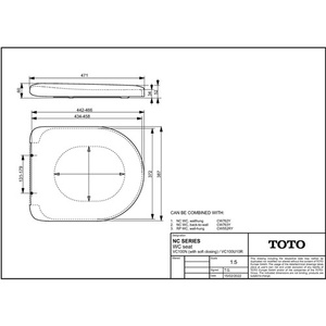 Tapa de inodoro TOTO NC blanca con bisagras de acero inoxidable y mecanismo de cierre suave extraíble - Product Image 3