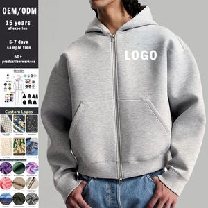 Sweat-shirts à capuche zippés épais 500 g/m² OEM, sweat-shirts à capuche zippés courts, sweat-shirts à capuche zippés boxy de haute qualité, logo personnalisé - Product Image 1