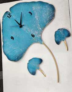 Ak นาฬิกาติดผนังโลหะ,นาฬิกาทองเหลืองหรูหราสำหรับตกแต่งบ้านกลีบดอกไม้ทันสมัยสีทะเลปี3D - Product Image 2