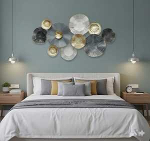 ของตกแต่งผนังโลหะรูปทรงเรขาคณิต3D มีสไตล์การออกแบบที่ทันสมัยเหมาะสำหรับโฮมออฟฟิศและการตกแต่งผนังห้องนอน - Product Image 1