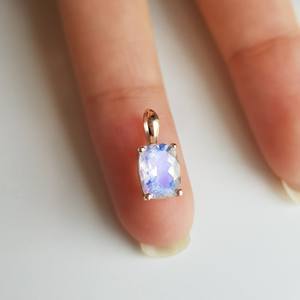 จี้เพชรพลอยแซฟไฟร์ทรงคุชชั่นทองคำแท้ 14k น้ำหนัก 1.3 กะรัต ของขวัญวันครบรอบสำหรับผู้หญิง พลอยประจำเดือนมิถุนายน สร้อยคอพลอย OEM - Product Image 5