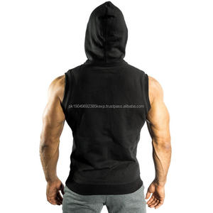 Sweat-shirt de sport décontracté personnalisé avec logo, débardeur de sport, jogging, fermeture éclair, fabricant de sweat-shirts sans manches pour hommes - Product Image 4