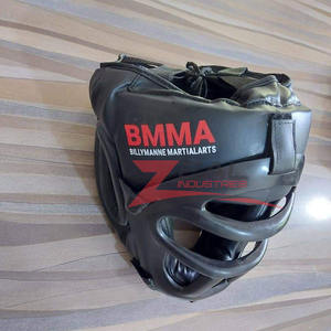 Cascos de boxeo personalizados, protección facial para la boca, escudo protector para la cabeza de boxeo, cuero PU, serigrafía impresa, hecho en Pakistán - Product Image 2