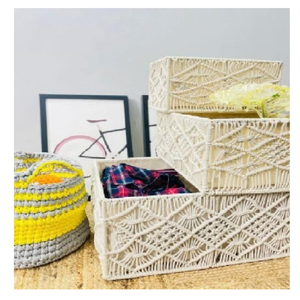 Cesta de Regalo Rectangular Multicolor de Algodón |   Organizador de Almacenamiento Personalizable |   Cesta Multiusos para el Hogar Hecha en India - Product Image 1