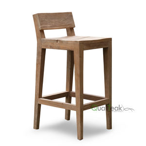 Taburete de madera de teca reciclada para muebles de exterior, serie Moha - Product Image 1