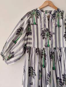 Vestido MIDI informal de verano con cuello profundo y cierre de cuerda Estampado de puntos florales Cintura natural Silueta suelta - Product Image 2