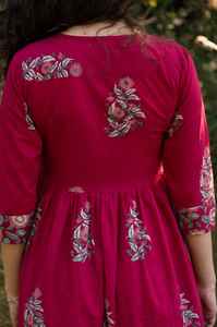 Handcrafted Amélia Bohemian Dress Ethical Cotton Block Print Holiday Dress - Product Image 2