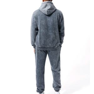 Acidwash Ensemble de survêtements 2 pièces en polaire délavée pour hommes, sweat à capuche et pantalon de survêtement, vêtements de détente, survêtements en éponge française pour hommes - Product Image 3