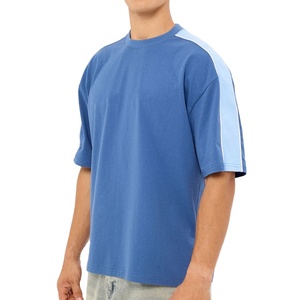 100% Cotton Jersey Customized <b>Down</b> Shoulder T-Shirt Wholesale Factory Price Half Sleeve Plain Blank Arm Panel Design Pattern - Product Image 6