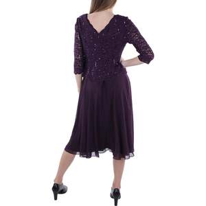 Abito da sera da donna Alex Evenings, nero, taglia M, con paillettes, pizzo a contrasto e tessuto in chiffon, vita naturale - Product Image 2