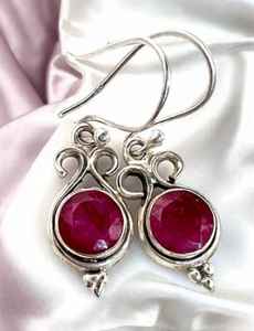 Boucles d'oreilles en rubis, pierre précieuse, argent sterling 925, bijoux, cadeau de naissance de juillet pour femmes, élégantes - Product Image 5