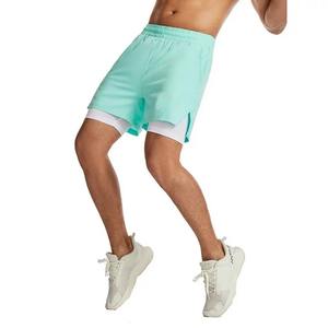 Comfortable Athletic Shorts For Men Double <b>Layer</b> Running Shorts Fitness Quick Dry Sports Double <b>Layer</b> Shorts With Inner Pockets - Product Image 4