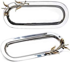 ถาดเสิร์ฟโลหะสำหรับตกแต่งที่แกะสลักพร้อมลวดลายดอกไม้และพื้นผิวแบบโบราณเหมาะสำหรับโอกาสดั้งเดิมหรือวัฒนธรรม - Product Image 5