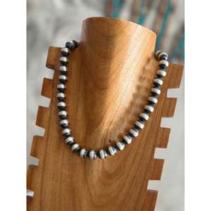 12 MM 18 Inch Navajo Strung Sterling Silver Machine Made Pearl Necklace - Product Image 2
