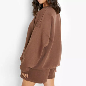 Sweat-shirt à capuche en molleton de coton surdimensionné pour femme, hiver 2025, écologique, coupe ample, impression personnalisée, broderie unie - Product Image 3