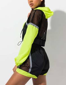 Ensemble coupe-vent de meilleure qualité avec design en purée Ensemble short coupe-vent pour femme Color Block 100% Ensemble coupe-vent en polyester - Product Image 3